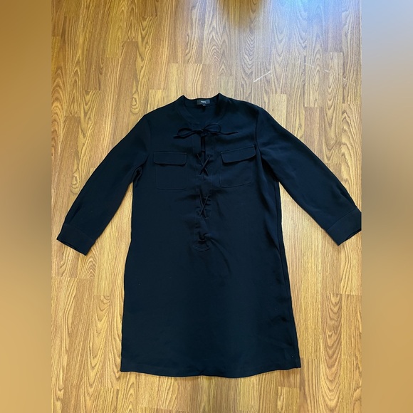Theory Dresses & Skirts - Theory women’s 12 mini shirt dress, long sleeve, lace up front, black